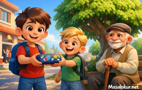 Deniz kayıp kalem kutusunu arkadaşına verir.