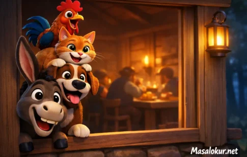 Bremen Mızıkacıları pencere önünde.