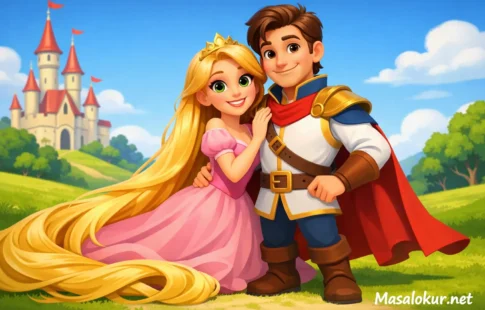 Rapunzel ve yakışıklı prens.