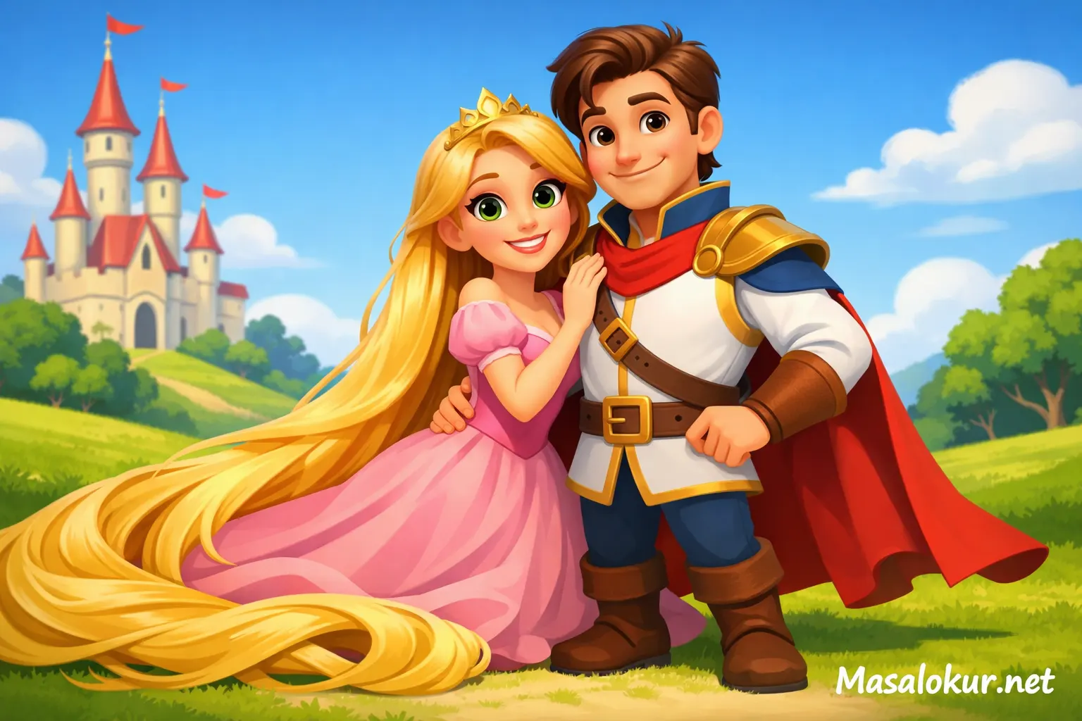 Rapunzel ve yakışıklı prens.