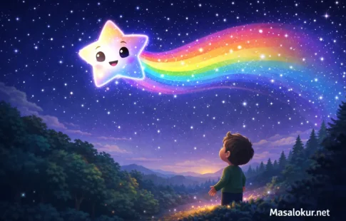 Renkli kuyruklu yıldız gökyüzünde.