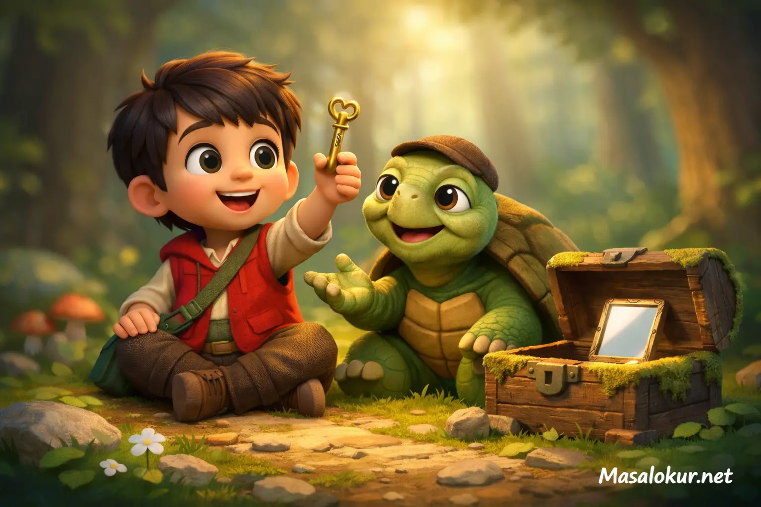 Sabır Anahtarı masalı Ali, kaplumbağa, orman ve anahtar.