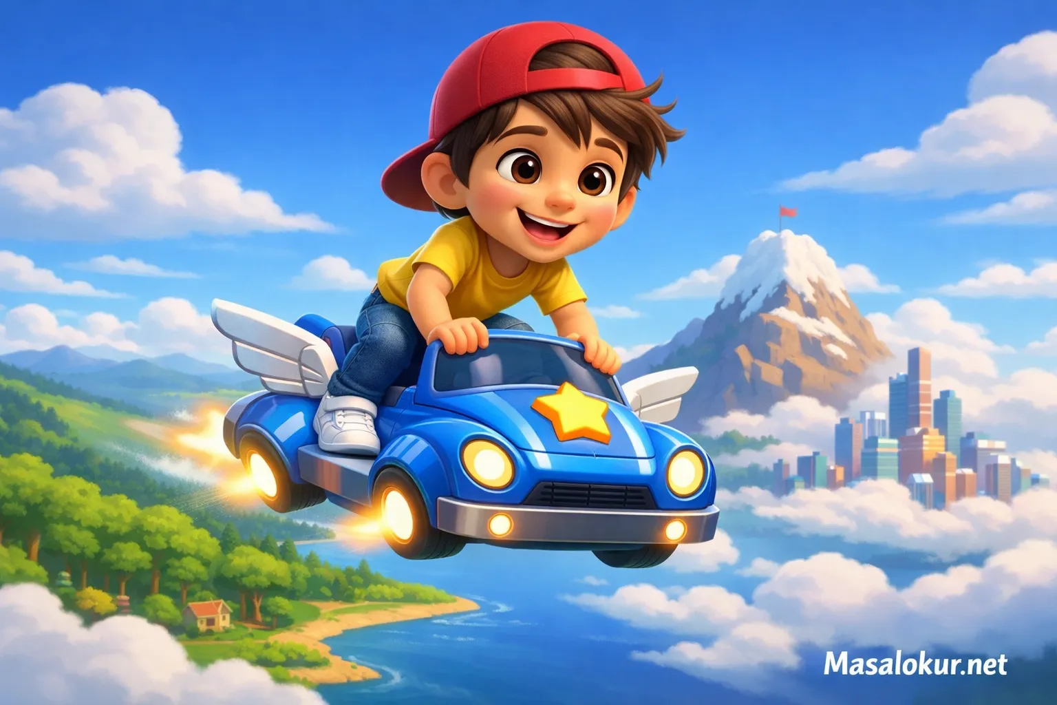 Uçan araba üzerinde Emir.