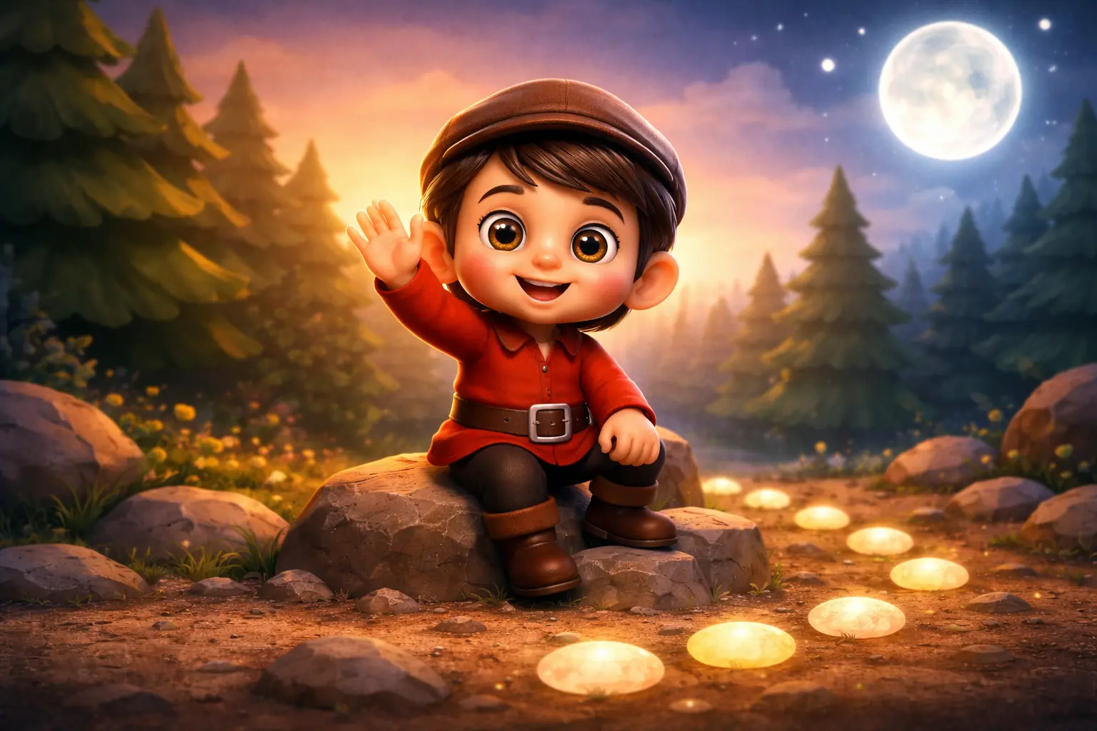 Parmak Çocuk ormanda.