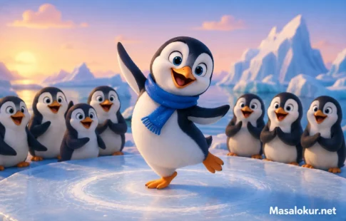 Dans eden penguen arkadaşlarıyla neşeyle eğleniyor