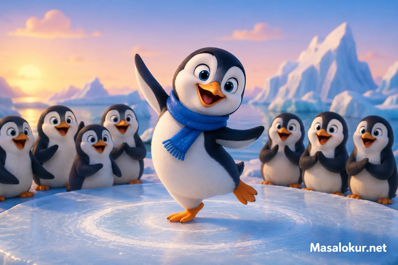 Dans eden penguen arkadaşlarıyla neşeyle eğleniyor