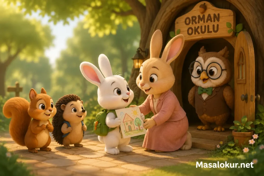 Küçük tavşan ve annesi sohbet ediyor