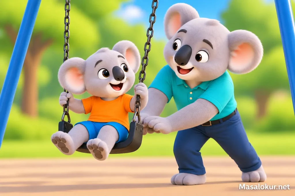 Salıncakta sallanan küçük koala